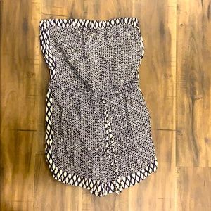 Navy and white pattern romper